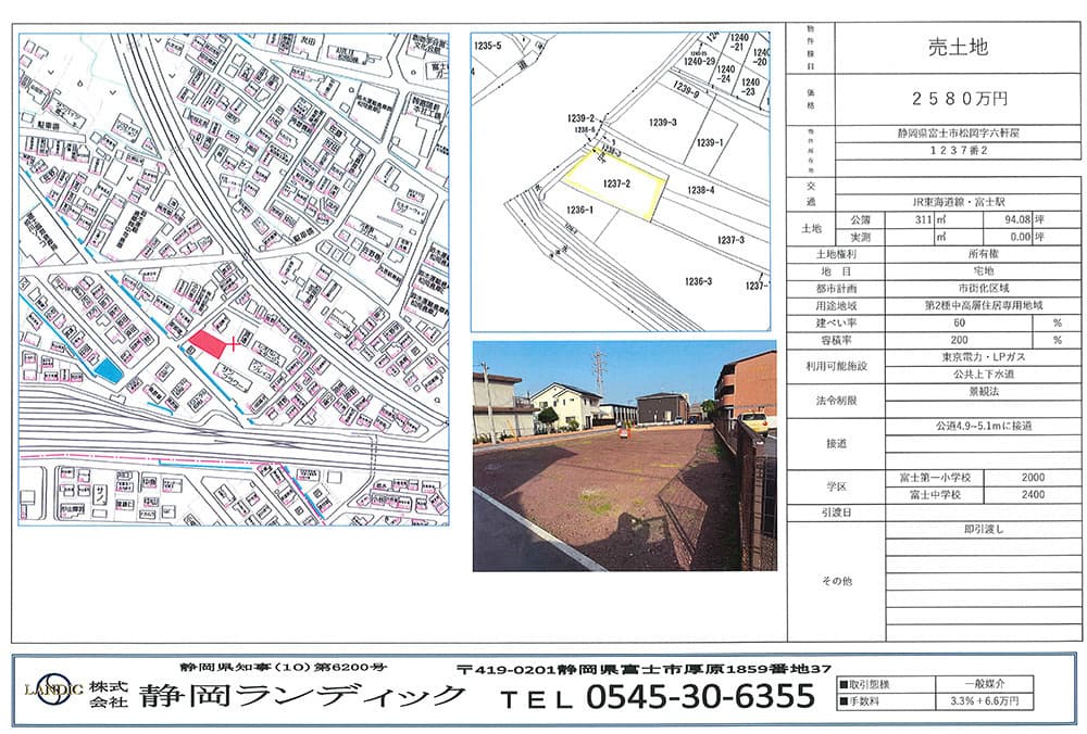 富士市松岡の売土地の詳細